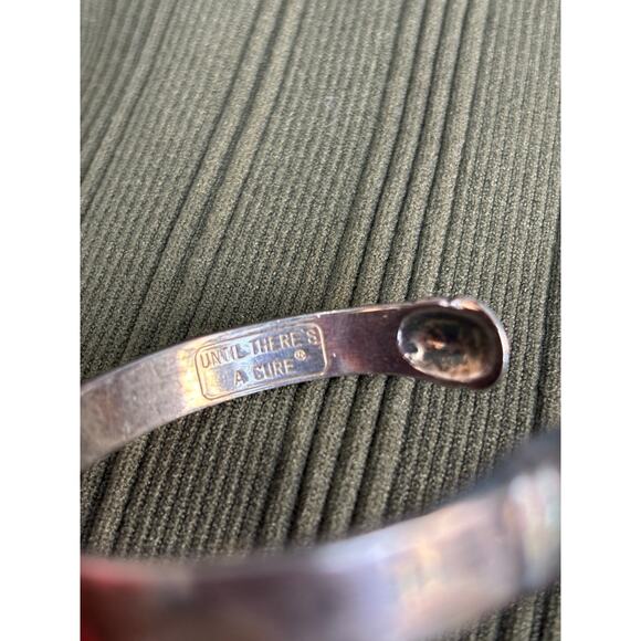 Vintage Until Theres a Cure Made in Italy Silver Awareness Cuff Bracelet - Picture 5 of 11